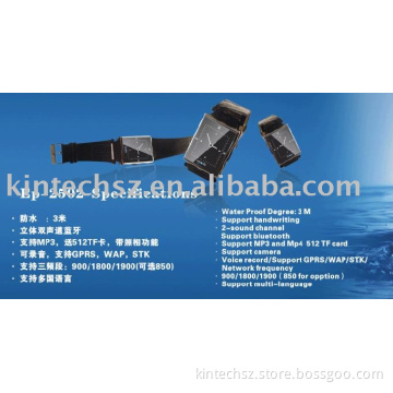 Watch Mobile Phone G115(ep2502) ---- Waterproof, Stereo-bluetooth V2.0(A2DP), USB 2.0, Anti Incoming Ring Wall, Fashionable